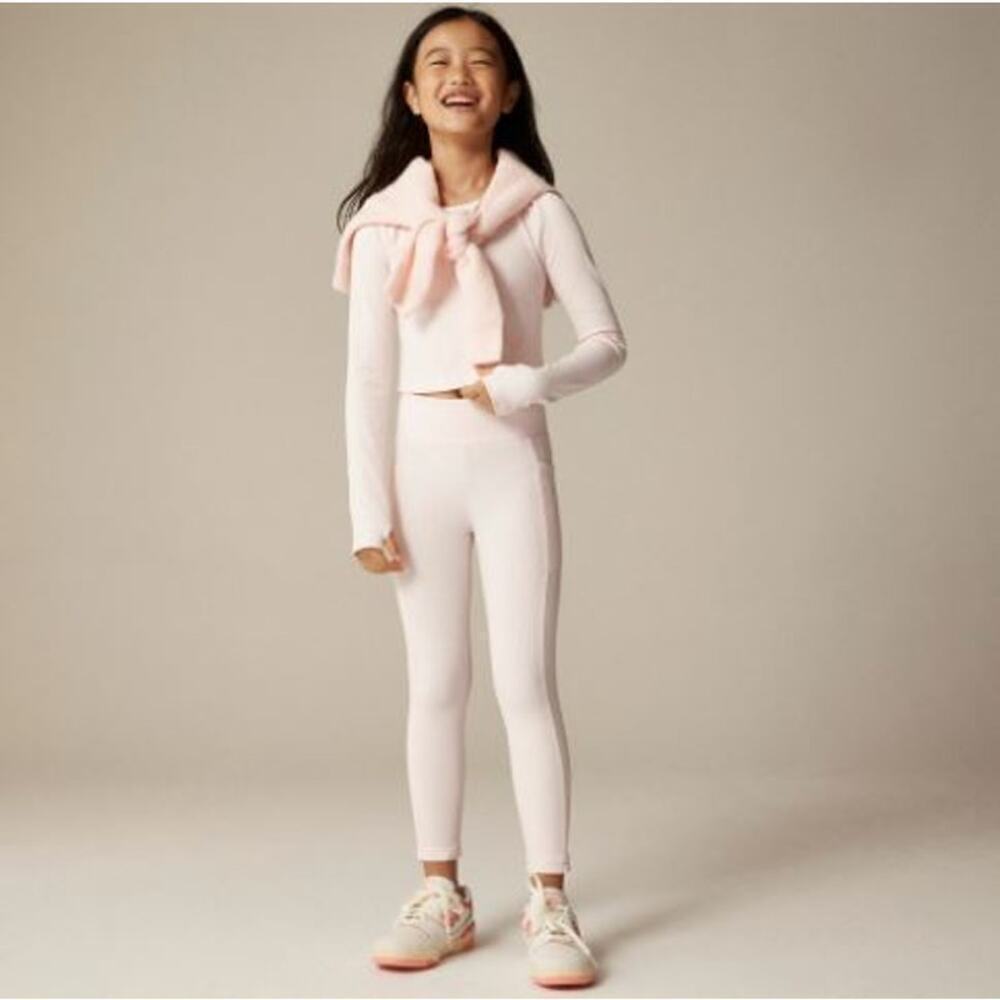 J. Crew Girls' Pull On Stretchy Rib Active Leggings CC199 Pink Opal Size 12 NWT